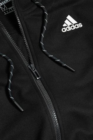 adidas Black/White 3 Stripe Essential Hoody